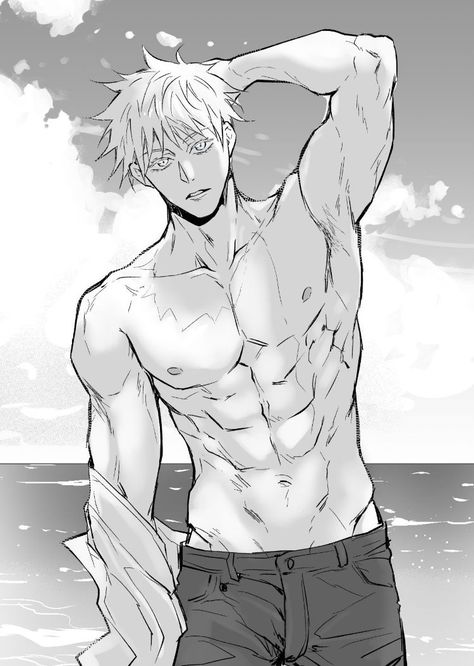 Gojo Fanart, Anime Jujutsu Kaisen, Hottest Anime Characters, Anime Guys Shirtless, Gojo Satoru, Anime Boyfriend, Cool Anime Pictures, Sketchbook Art Inspiration, Anime Sketch