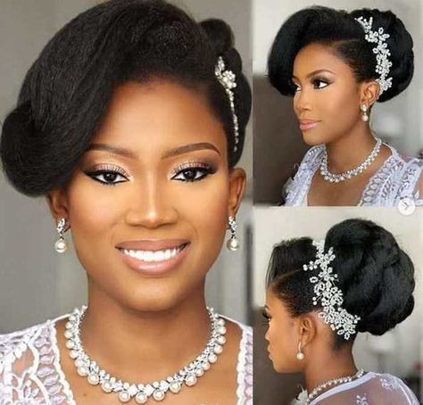 5 Beautiful Natural Wedding Hairstyles: Ideas for Nigerian Wedding Bridal Hair - NaijaGlamWedding Nigerian Wedding Hairstyles, Matrix Hairstyle, Braid Hairstyle Ideas, Hairstyles Reference, Natural Hair Wedding, Black Wedding Hairstyles, Natural Wedding Hairstyles, Nigerian Bride, Natural Hair Bride