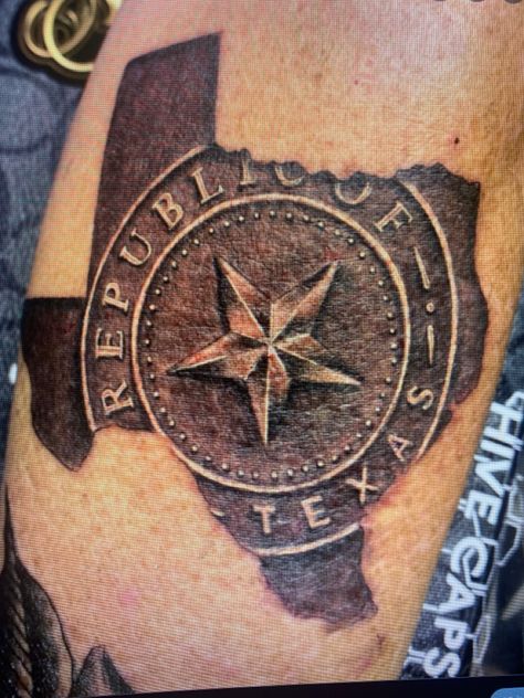 Republic Of Texas Tattoo, Texas Tattoo For Men, Texas Themed Tattoos, Usmc Tattoos, Airborne Tattoos, Usmc Tattoo, Culinary Tattoos, Bandera Texas, Texas Tattoo