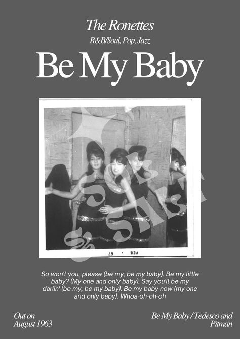 The Ronettes Poster, Ronettes Poster, Be My Baby The Ronettes, The Ronettes, Baby Posters, Room Redesign, R&b Soul, Music Posters, Be My Baby