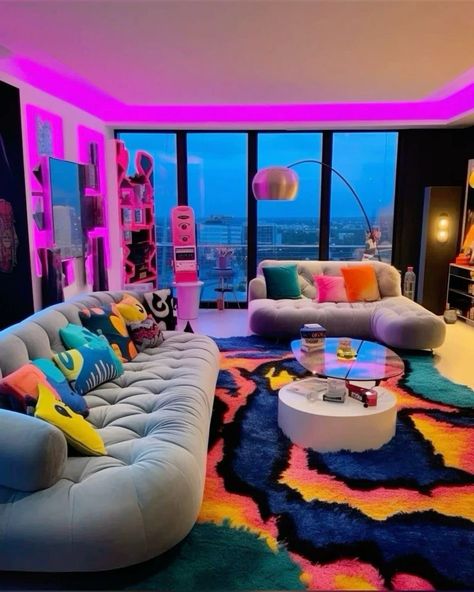 Colorful Living Room Ideas, Hypebeast Room, Apartment Decorating Living, Cool Room Decor, Chill Room, Apartment Living Room Design, Dream Apartment Decor, Future Apartment Decor, Dekorasi Kamar Tidur