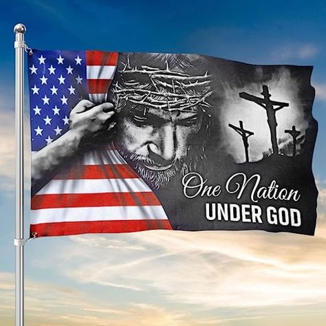 The ideal way to show your patriotism on July 4, Labor Day, or any other day you want to celebrate America. It features traditional patriotic symbols including a Christian cross, Old Glory, and the U.S. bald eagle to add that patriotism to your area. 
July 4 One Nation Under God Art Decoration For Wall, Porch, Yard. This post may contain affiliate links, which means I may receive a small commission, at no cost to you, if you make a purchase. Jesus Decor, Christian Flag, Patriotic Symbols, Home Outside, One Nation Under God, Independence Day Flag, Cross Flag, Holiday Banner, Sea To Shining Sea