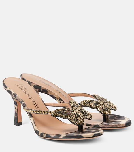 Blumarine | Shop at Mytheresa Blumarine Butterfly, Cheetah Print Heels, Leopard Print Sandals, Shoes Outfit Fashion, Mid Heel Sandals, Boot Jewelry, Evening Shoes, Brown Sandals, Dream Shoes