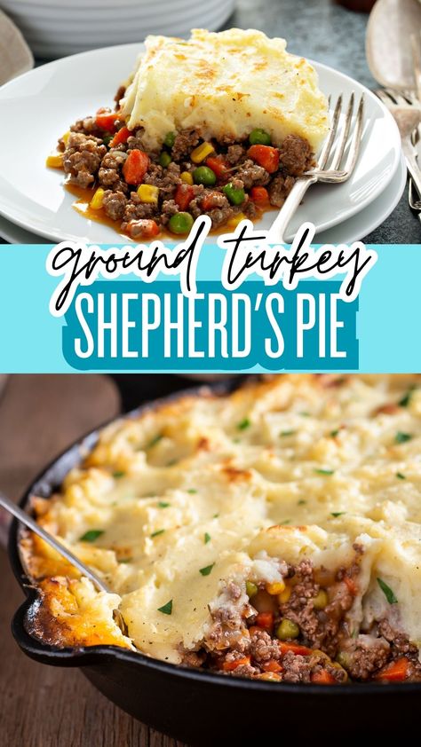 Shepherd’s pie, a time-honored dish originating from the United Kingdom, has captured hearts with its comforting layers of meat, vegetables, and mashed potatoes. Lighten up this hearty dinner recipe by omitting the thick sauce and trading traditional beef for healthier ground turkey. Healthy Shepards Pie, Turkey Shepards Pie, Ground Turkey Shepherd's Pie, Turkey Shepherds Pie Recipe, Shepherds Pie Recipe Healthy, Best Shepherds Pie Recipe, Shepards Pie Recipe, Turkey Shepherds Pie, Easy Shepherds Pie