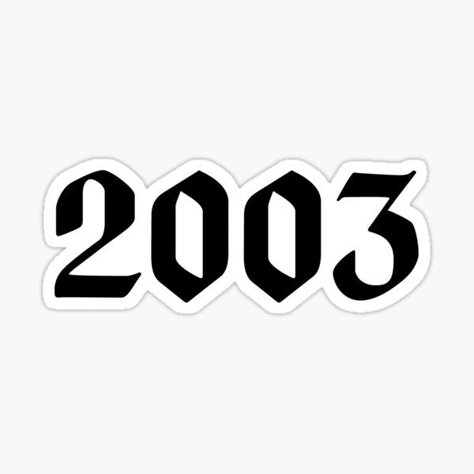 "2003 Text" Sticker for Sale by Miriam Abramowitz | Redbubble