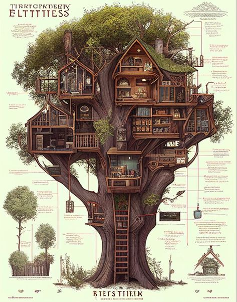 Treehouse Layout, Bloxburg House Ideas 2 Floor, Fantasy World Map, Floor Bloxburg, Tree House Designs, Fantasy Homes, Fantasy House, Fantasy City, Fantasy Places