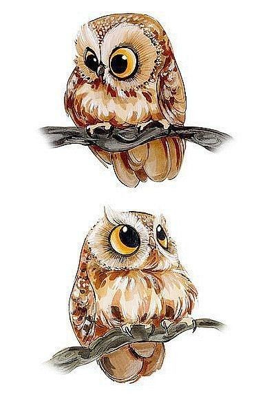 Nature Aesthetic Art, Art Coloring Pages, Tattoo Nature, Animals Tattoo, Whimsical Art Paintings, Baby Animal Drawings, Owl Artwork, Whimsical Owl, Owls Drawing