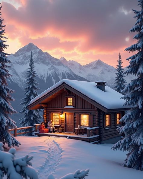 Experience the cozy charm of a Swiss Alps cabin at sunset. Warm light, snow-capped peaks, and a serene couple complete this alpine retreat. 🌅🏔️ #AlpineSunset #CozyRetreat #MountainMagic Alps Cabin, Alpine Retreat, Aspen Colorado, Swiss Alps, Warm Light, Aspen, Beautiful Nature, Colorado, Cabin