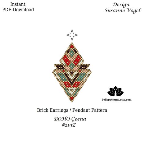 Beaded Earrings Pattern, Diy Beading, Brick Pattern, Miyuki Delica Beads, Motifs Perler, Beaded Earring, Beaded Earrings Patterns, Brick Patterns, Earrings Pendant