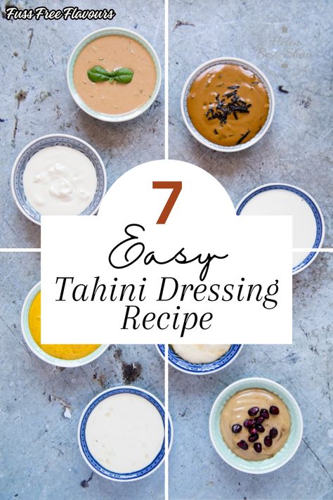 Try this basic and easy Tahini Dressing Recipe and these seven delicious variations for a creamy, dreamy, delicious accompaniment to all sorts of salad. Tahini Hot Sauce, Curry Tahini Dressing, Tahini Apple Cider Vinegar Dressing, Tahini Dressing For Salad, Easy Tahini Dressing, Soy Salad Dressing, Maple Tahini Dressing, Southwest Dressing, How To Make Tahini