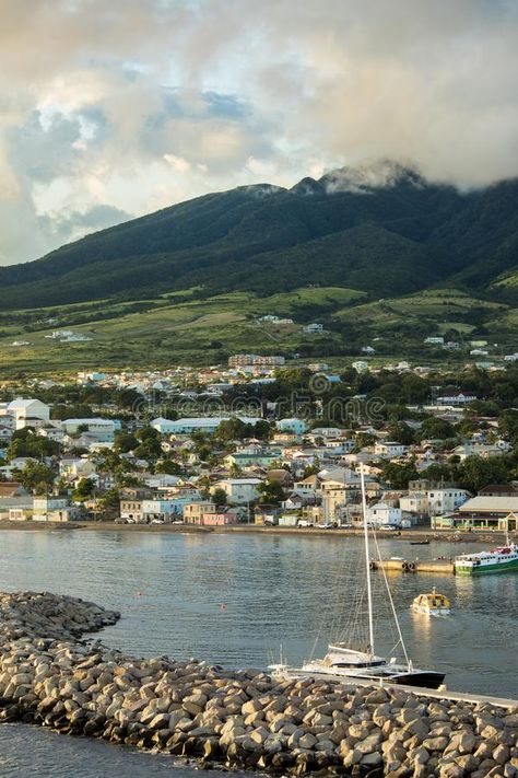 Basseterre, St Kitts with Mt Liamuiga volcano in the background. At sunset , #ad, #Kitts, #Mt, #Basseterre, #St, #background #ad Basseterre St Kitts, Saint Kitts, Saint Kitts And Nevis, Senior Trip, Cruise Destinations, St Kitts And Nevis, St Kitts, Volcano, Cityscape