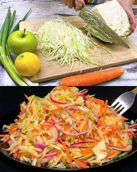 Carrot And Apple Salad, Garlic Chicken Breast Recipes, Cabbage Carrot, Apple Slaw, Jamie Oliver Recipes, Apple Salad, Cabbage Salad, Mediterranean Diet Recipes, Perfect Side Dish