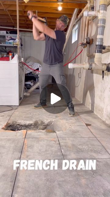 Mykhaylo Panchishak on Instagram: "Adding a FRENCH DRAIN in the basement! So much water!  #remodel #construction #homerenovation #realestate #design #entrepreneur #interiordesign #renovation #homedecor #tools #diy #carpentry #work #asmr #designer #homemade #engineering #houserenovation #homemakeoveronabudget #diyrenovation" French Drain Ideas, Diy French Drain, Scupper Drain, Table Remodel, Diy Carpentry, Water Issues, French Drain, Water Table, Diy Renovation