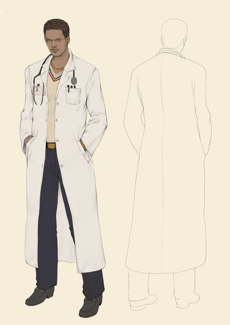 Labcoat Doctors Drawing, Lab Coat Design Ideas, Lab Coat Drawing Reference, Lab Coat Reference, Lab Coat Character Design, Male Doctor Outfit, Doctor Outfit Male, Scientists Outfits, Scientists Drawing