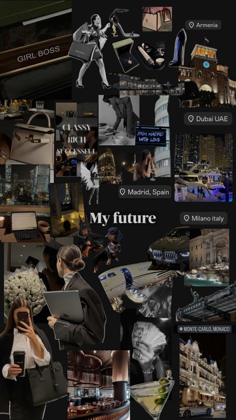 Vision Board Themes, Vision Board Collage, Business Girl, Manifesting Vision Board, Vision Board Examples, Life Goals Future, Vision Board Wallpaper, Career Vision Board, Dream Motivation