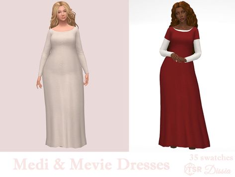 The Sims Resource - Medi & Mevie Dresses Simple Medieval Dress, Sims 4 Tudor, Sims 4 Cc Medieval, Ts4 Medieval, Sims 4 Medieval Cc, Ultimate Decades Challenge, Medi Dress, Legacy Challenge, Sims 4 Medieval