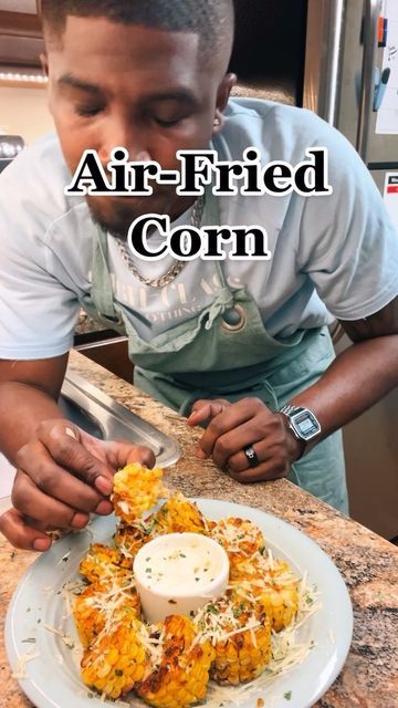 Michael J. O’Neal on Instagram: "*Air-Fried Corn Recipe* #airfriedcorn #kindersseasoning #cruxgg #cruxggairfryer #hiddenvalleyranch #eliteeats #tsrfoodies #theonealsway #viral #fyp #fypシ #foryou #foryoupage #explorepage #cornrecipes #easyathomerecipe #marylandcheck" Fried Corn Air Fryer, Corn Air Fryer Recipes, Air Fried Corn, Wing Stop Corn Recipe, Wing Stop Corn Recipe Air Fryer, Ear Of Corn In Air Fryer, Air Fryer Corn, Air Fryer Corn On The Cob In Foil, Reheat Corn On The Cob In Air Fryer