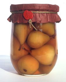 The pears need about a month to absorb the brandy. Make a few jars before Thanksgiving to give for Christmas. Brandied Pears, Upside Down Desserts, Pear Tarte Tatin, Pear Tart, Martha Stewart Recipes, Homemade Food Gifts, Preserved Lemons, Pear Recipes, Martha Stewart Living