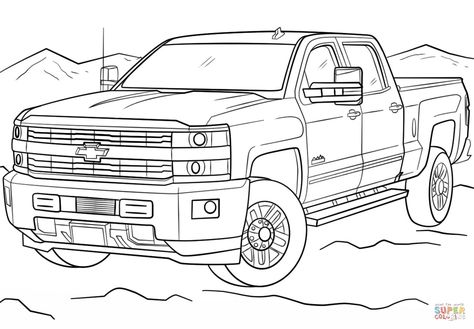 Chevy Symbol, Truck Coloring Pages Free Printable, Truck Tattoo, Cool Car Drawings, 57 Chevy, Truck Coloring Pages, Cars Coloring Pages, Chevrolet S10, Printable Pictures