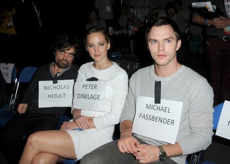 22 Things Celebrities Did At Comic Con: Nicholas Hoult and Jennifer Lawrence sat next to each other for the first time since they reportedly got back together. Nicholas Hoult Jennifer Lawrence, Nick Hoult, Brain Melting, X Man Cast, X Men Funny, Jennifer Lawrence Photos, Peter Dinklage, Nicholas Hoult, James Mcavoy