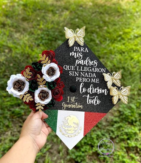 Mexican Graduation Cap, Mexican Graduation, Custom Graduation Caps, Cap Graduation, Graduation Cap Toppers, Mexican Flags, Graduation Cap Decoration, Cap Decorations, Graduation Photoshoot