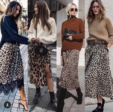 #leopard #skirt #animalprint Slip Skirt Outfit, Printed Skirt Outfit, Rok Outfit, Skirt Inspiration, Leopard Print Skirt, Leopard Skirt, Looks Chic, 가을 패션, Looks Style