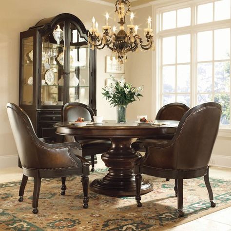 Dining Room Chairs With Casters - Ideas on Foter Tuscan Dining Table, Tuscan Dining Room, Black Kitchen Chairs, Leather Kitchen Chairs, Formal Dining Room Sets, Round Dining Room Sets, Round Dining Room Table, Round Dining Table Sets, Leather Dining Room Chairs