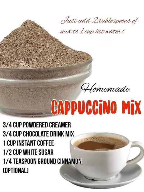 Homemade Cappuccino Recipe, Homemade Recipe, Sugar Free Cappuccino Mix Recipe, Diy Cappuccino Recipe, Homemade Cappuccino Mix Recipe, Make Cappuccino At Home, Cappuccino Mix Recipe, Cappuccino Recipe, Chai Tea Recipe