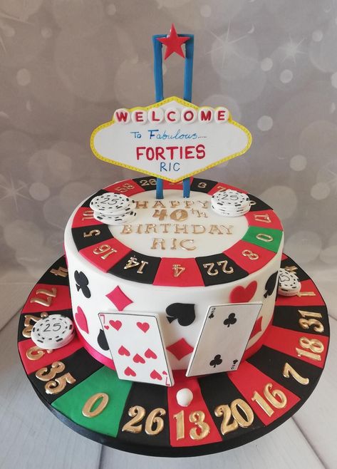 Casino Party Cake Ideas, Las Vegas Cupcakes, Vegas Themed 40th Birthday Party, Vegas Theme Birthday Cake, Las Vegas Birthday Cake, Casino Party Cake, Casino Night Cake, Vegas Cake Ideas, Casino 50th Birthday Party