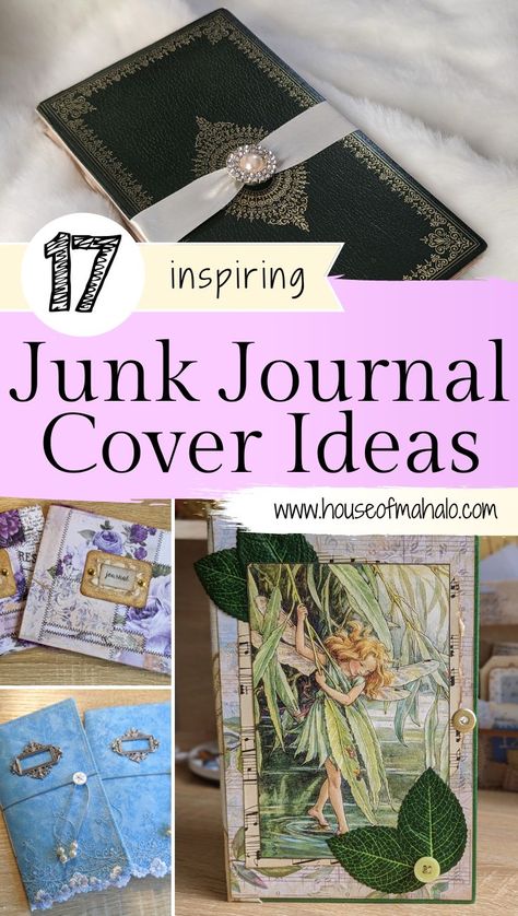 Decorating Book Covers Diy Journals, Diy Journal Covers Ideas, Cover For Junk Journal, Journal Book Covers Ideas, Decoupage Journal Cover, Junk Journal With Cricut, Quotes For Junk Journals, Diy Journal Ideas Cover Handmade, Altered Book Covers Ideas