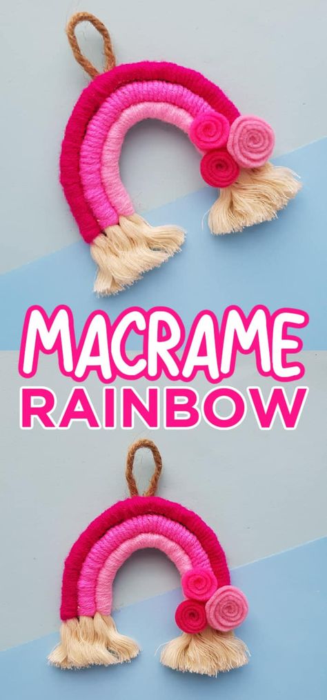 Free Crafts For Kids, Mother's Day Crafts For Kids, Yarn Crafts For Kids, Easy Yarn Crafts, Easy Mother's Day Crafts, Easy Macrame, Free Crafts, Rainbow Diy, Kids Workshop