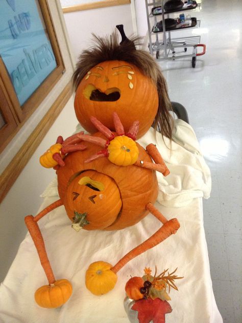 Woman from the pumpkin race delivering her first baby without any pain medication, OP! Thus is how pumpkins reproduce now a days Pumpkin Contest Ideas Medical, Pumpkin Carving Medical Theme, Labor And Delivery Pumpkin Contest, Pregnant Pumpkin Carving, Medical Pumpkin Carving Ideas, Pharmacy Pumpkin, Healthcare Pumpkin, Medical Pumpkin Decorating Contest, Pumpkin Competition Ideas