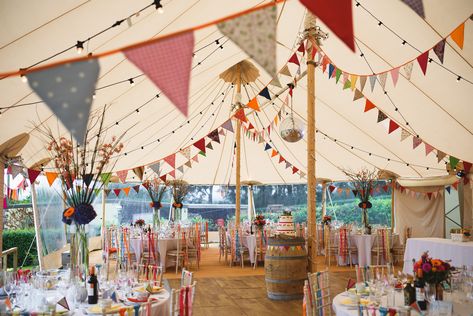 Claire and Simon’s Bright, colourful and Relaxed Festival Wedding Garden Wedding Party Ideas, Colourful Garden Party Wedding, Uk Outdoor Wedding, Festival Wedding Table Decor, Outdoor Wedding Marquee, Relaxed Garden Wedding, May Day Wedding, Garden Party Marquee, Garden Wedding Uk