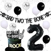 Bad To The Bone Birthday Party, Music Themed Birthday Party, Music Themed Birthday, 2nd Birthday Party Decorations, Bone Cake, Bad Two The Bone, Rock And Roll Birthday Party, Rock Birthday, Rock And Roll Birthday