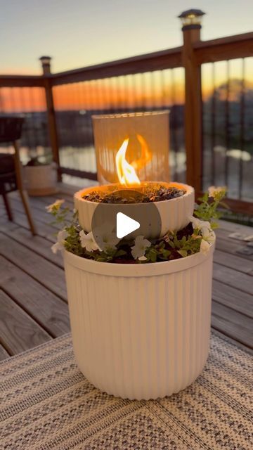 Round Fire Table, Fire Bowls Around Pool, Diy Planter Fire Bowl, Planter Fire Pit Diy, Fire Pots By Pool, Diy Citronella Fire Bowl, Diy Fire Pots By Pool, Diy Giant Planter, Diy Fire Bowl Patio