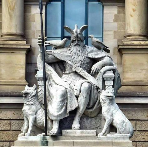 Statue of odin, Hannover, Germany Vikings Statue, Odin Norse Mythology, Classical Sculpture, Norse Gods, Odin God, Nordic Art, Viking Art, Marble Statues, Mythology Art