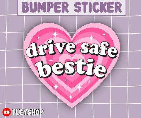 Driving Stickers, Cute Bumper Stickers, Bestie Funny, Aesthetic Funny, Funny Bumper Stickers, Stickers Funny, Cute Car Accessories, Sticker Ideas, Car Bumper Stickers