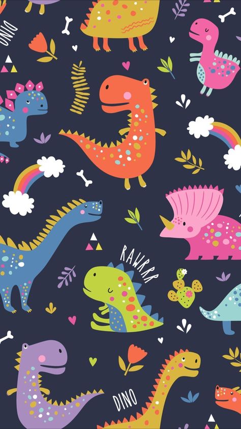 Kids Fun Wallpaper, Dino Phone Wallpaper, Baby Boy Wallpaper Background, Kids Ipad Wallpaper, Kids Wallpaper Iphone, Dinosaur Wallpaper Iphone, Cute Dinosaur Wallpaper, Dinosaurs Illustration, Kid Wallpaper