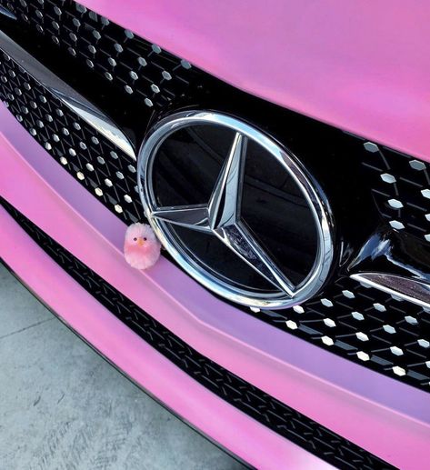 Pink Steering Wheel, Pink Mercedes, Pink Seat Covers, Pink Steering Wheel Cover, Fuzzy Dice, Mercedes Benz Wallpaper, Pink Cars, Rearview Mirror Charm, Barbie Car