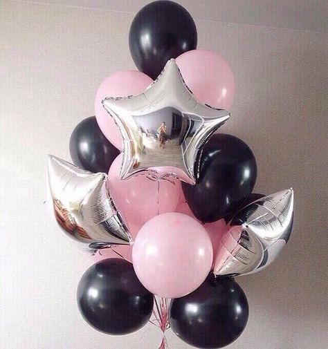 Pink Birthday Party Decorations, Pink Birthday Decorations, Hot Air Balloon Centerpieces, Black Party Decorations, Silver Party Decorations, Bday Party Theme, Pink Birthday Party, Silver Balloon, Birthday Centerpieces