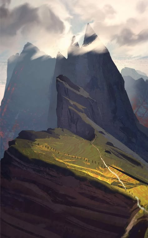 Henry Wong, Drawing Examples, Art Of Animation, Landscape Concept, Environment Art, Art Landscapes, Fantasy Art Landscapes, Landscape Illustration, Background Art