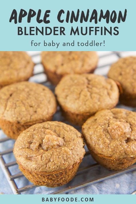 These Apple Cinnamon Blender Muffins are beyond moist, tender, and taste and maybe most importantly, super easy to make! These mini muffins are sugar free, gluten free, and totally kid approved! Healthy and easy to make, these blender muffins are the perfect toddler breakfast, baby leading snack, or easy treat to include in a packed lunch for school. Make them as meal prep and enjoy all week long! #glutenfree #babyledweaning Baby Food Muffins, Muffins For Baby, Toddler Breakfast Recipes, Toddler Muffins, Baby Muffins, Baked Recipe, Blender Muffins, Morning Glory Muffins, Toddler Breakfast