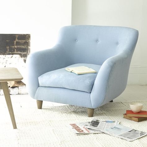 Loving a bit of Loaf! - City Girl At Heart - Frank, fearless and sometimes funny! Light Blue Armchair, Budget Friendly Living Room, Big Comfy Chair, Upholstery Fabric For Chairs, Blue Armchair, Love Chair, Comfy Sofa, White Chair, Blue Chair