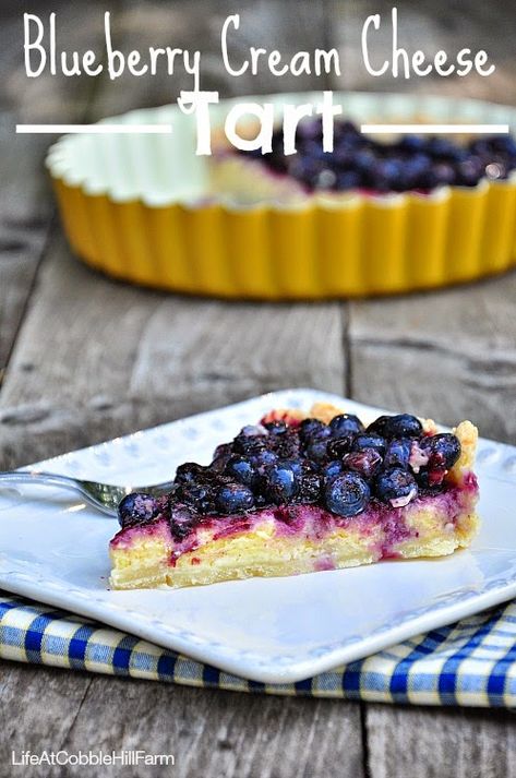 Blueberry and Cream Cheese Tart | Life At Cobble Hill Farm Stardew Recipes, Desert Tarts, Blueberry And Cream Cheese, Blueberries Recipes, Blueberry Tart Recipe, Luxury Desserts, December Recipes, Cream Cheese Tart, Short Crust Pastry