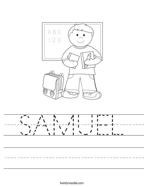 SAMUEL Worksheet - Twisty Noodle My Name Is Worksheet, Transportation Worksheet, Back To School Worksheets, English Worksheets For Kindergarten, Twisty Noodle, All About Me Preschool, Tracing Worksheets Preschool, Have Fun Teaching, Kindergarden Activities