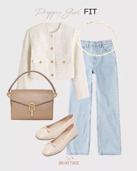 Beige Ballet Flats Outfit, Going To The Ballet Outfit, Preppy Looks, Jeans And Flats Outfit, Outfits With Pumps, Casual Flats Outfit, Flats Outfit Work, Polyvore Casual, Preppy Chic Outfits