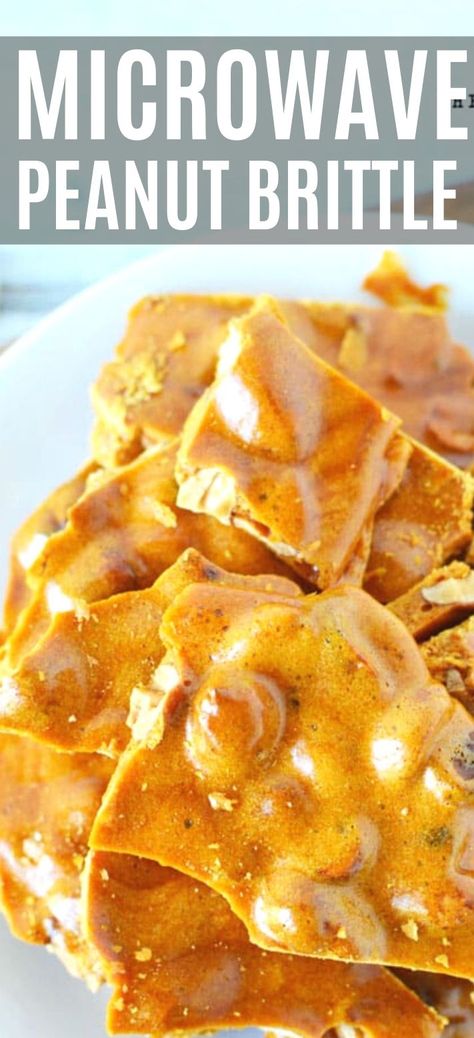 Microwave peanut brittle recipe is an easy sweet, salty and buttery peanut brittle that takes minutes to make. No- fuss, full proof method that requires no stove top candy thermometer! #PEANUTBRITTLE #MICROWAVE #DESSERT Buttery Peanut Brittle, Microwave Peanut Brittle Recipe, Microwave Candy, Homemade Peanut Brittle, Microwave Peanut Brittle, Nut Brittle, Live Well Bake Often, Peanut Brittle Recipe, Raw Peanuts