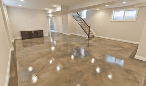 How to Make a Concrete Basement Floor Look Nice Polished Concrete Basement, Polished Cement Floors, Concrete Basement Floors, Screed Floors, Concrete Basement, Polished Cement, Basement Floor, Floor Ideas, Industrial Flooring