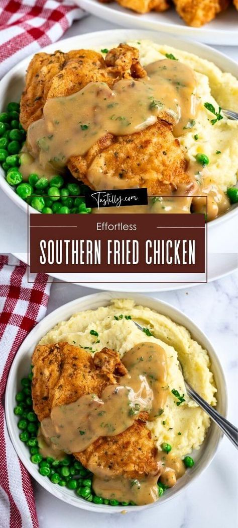 Effortless Southern Fried Chicken: Fast Prep, Easy Cooking via @tastillyb Chicken Tenders Recipes Fried, Easy Southern Meals, Easy Pantry Dinner, Soul Food Dinner Ideas Meals, Bubble Chicken, Chicken Loaf, Crochet Apron, Chicken Fried Chicken, Southern Dinner