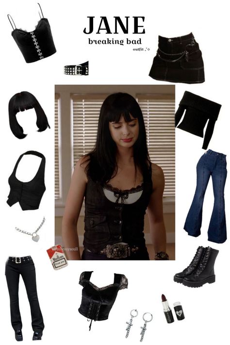 jane ; breaking bad Jane Aesthetic Breaking Bad, Jane Breaking Bad Style, Jane Bb Outfits, Jane Halloween Costume Breaking Bad, Jane Margolis Outfit Ideas, Jane Breaking Bad Makeup, Jane Margolis Outfit Inspired, Jane Margolis Style, Jane Breaking Bad Costume